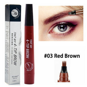 Waterproof 4 Fork Tip Cosmetic Long Lasting Natural Dark Brown Liquid Eye Brow Pencil