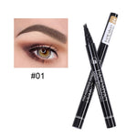 Waterproof 4 Fork Tip Cosmetic Long Lasting Natural Dark Brown Liquid Eye Brow Pencil