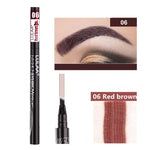 Waterproof 4 Fork Tip Cosmetic Long Lasting Natural Dark Brown Liquid Eye Brow Pencil