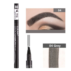 Waterproof 4 Fork Tip Cosmetic Long Lasting Natural Dark Brown Liquid Eye Brow Pencil