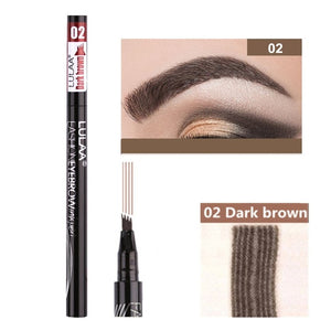 Waterproof 4 Fork Tip Cosmetic Long Lasting Natural Dark Brown Liquid Eye Brow Pencil