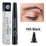 Waterproof 4 Fork Tip Cosmetic Long Lasting Natural Dark Brown Liquid Eye Brow Pencil