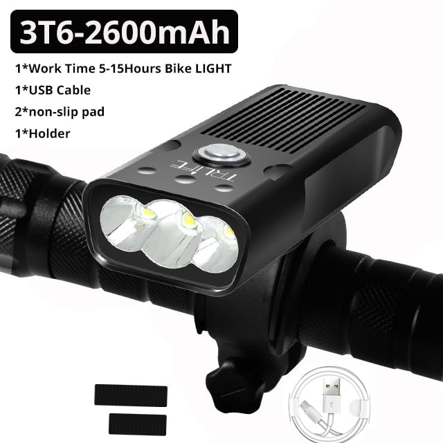 10000mAh USB Rechargeable 3000 Lumens LED Super Bright Bike Headlight