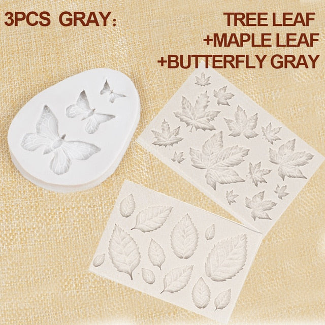 1/2/3Pcs 3D Silicone Baking Mold Butterfly Maple Leaf Cake Decorating Tool