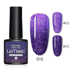 Shiny Sequins Effect Color Change Varnishes Thermal Nail Gel Polish