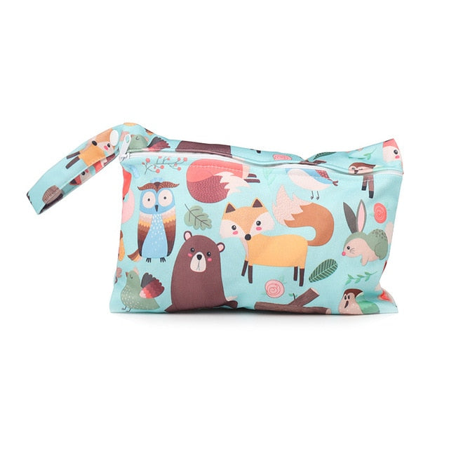 Printed Waterproof Wet Dry Nappy Zipper Baby Diaper Bag