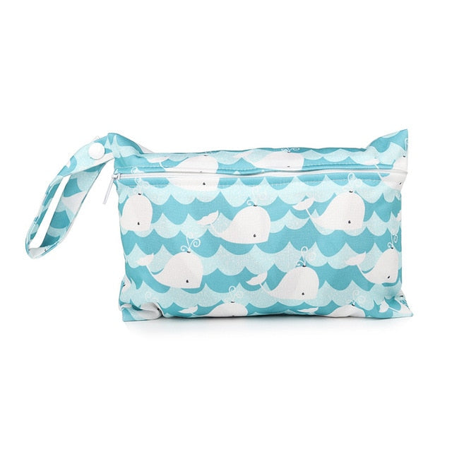 Printed Waterproof Wet Dry Nappy Zipper Baby Diaper Bag