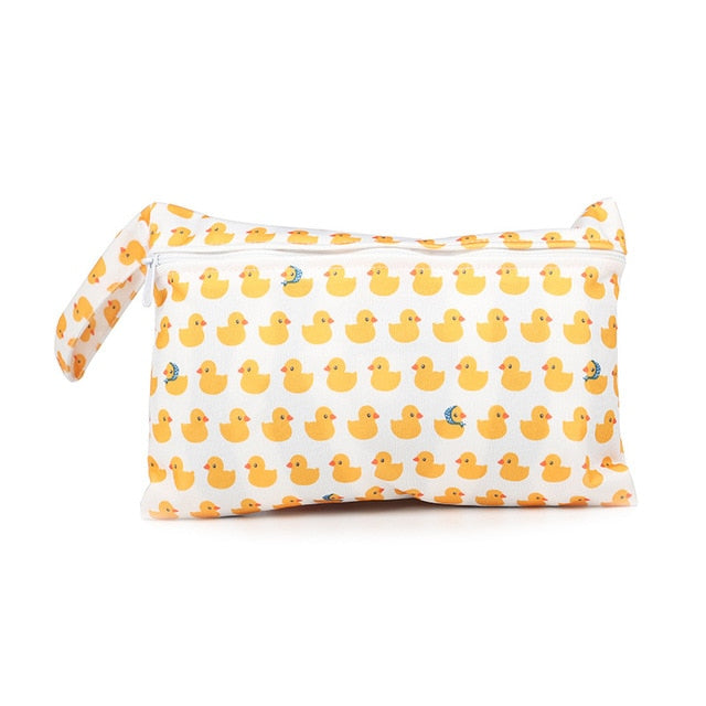 Printed Waterproof Wet Dry Nappy Zipper Baby Diaper Bag