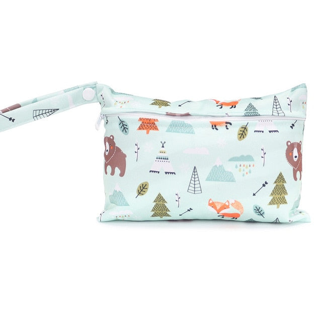 Printed Waterproof Wet Dry Nappy Zipper Baby Diaper Bag