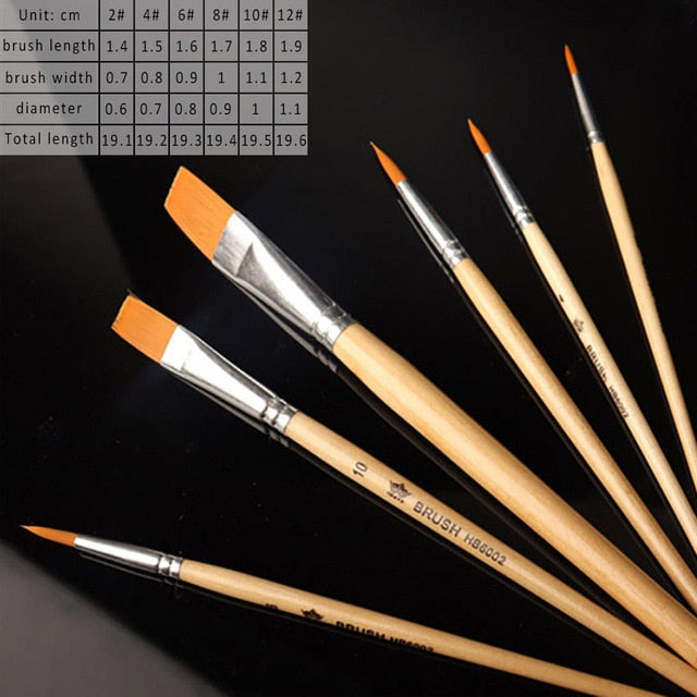 6 Pcs Painting Craft Artist Paint Brushes Set