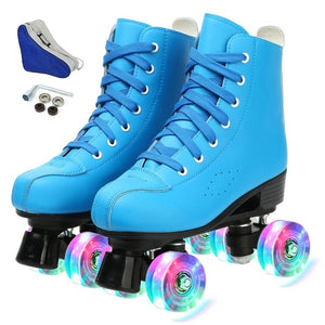 4 Wheels PU Microfiber Roller Skates Skating Shoes