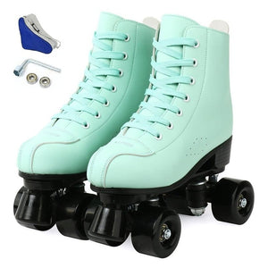 4 Wheels PU Microfiber Roller Skates Skating Shoes