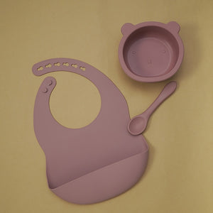 BPA Free Baby Silicone Tableware, Flexible Saliva Bib, Sucker Bowl And Spoon For Children