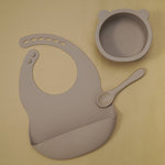 BPA Free Baby Silicone Tableware, Flexible Saliva Bib, Sucker Bowl And Spoon For Children