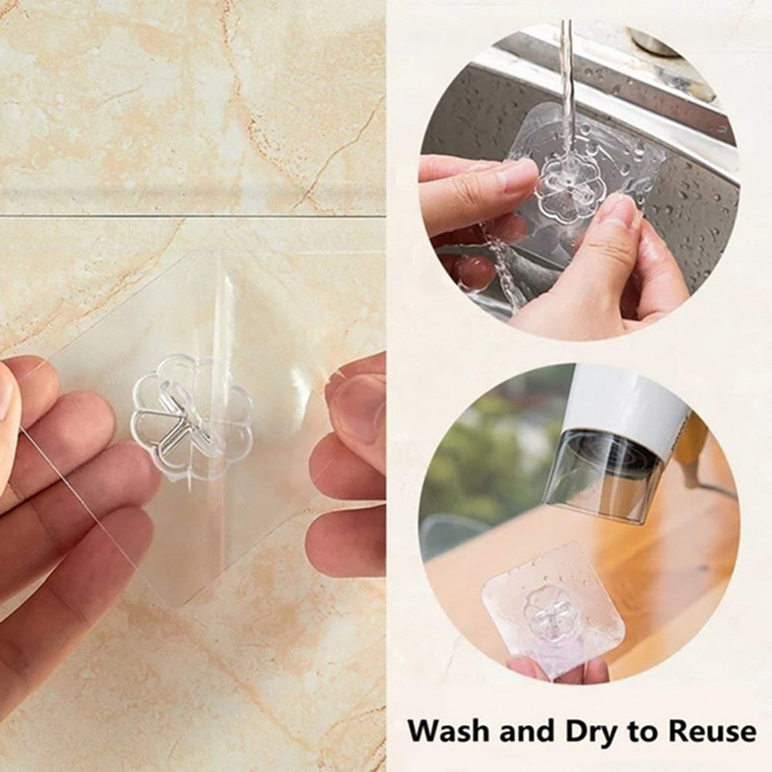 20/10 Pcs Transparent Strong Self Adhesive Door Wall Hangers Hooks