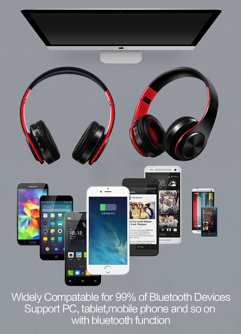 HIFI Music Stereo Bluetooth Headphone, Support SD Card with Mic