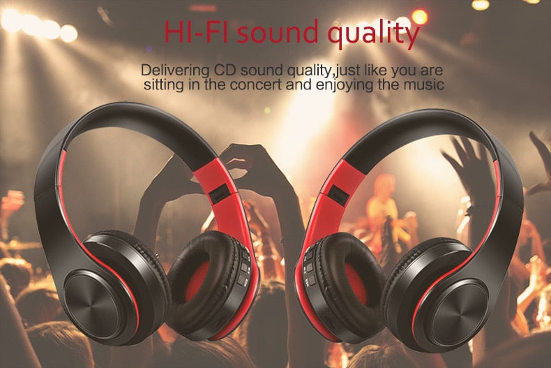 HIFI Music Stereo Bluetooth Headphone, Support SD Card with Mic