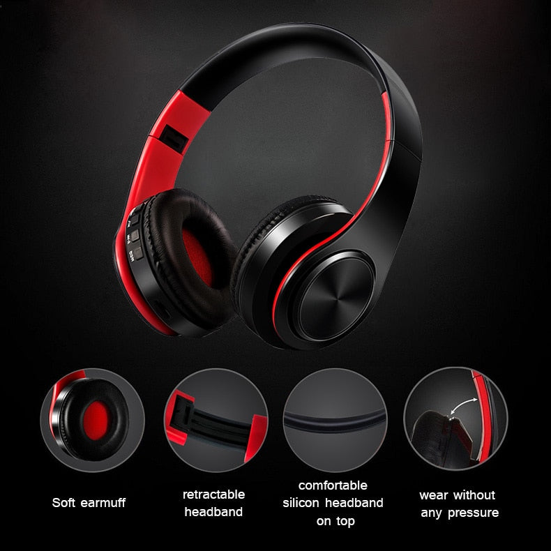 HIFI Music Stereo Bluetooth Headphone, Support SD Card with Mic