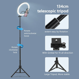 Selfie Ring Light Photography Led Rim Of Lamp With Mobile Holder Support Tripod Stand