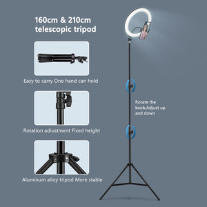 Selfie Ring Light Photography Led Rim Of Lamp With Mobile Holder Support Tripod Stand