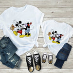 Tees Women Minnie Mouse Print Casual White Short Sleeve Mother and  Baby Girls  T-shirt