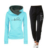 Female Casual Two Piece Pullovers Hoodies and Elastic Waist Jogger Pants