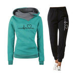 Female Casual Two Piece Pullovers Hoodies and Elastic Waist Jogger Pants