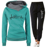 Female Casual Two Piece Pullovers Hoodies and Elastic Waist Jogger Pants