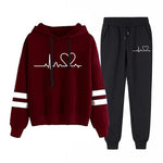 Female Casual Two Piece Pullovers Hoodies and Elastic Waist Jogger Pants