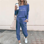 Female Casual Two Piece Pullovers Hoodies and Elastic Waist Jogger Pants