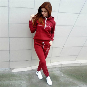 Female Casual Two Piece Pullovers Hoodies and Elastic Waist Jogger Pants