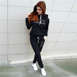 Female Casual Two Piece Pullovers Hoodies and Elastic Waist Jogger Pants