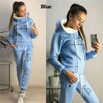 Female Casual Two Piece Pullovers Hoodies and Elastic Waist Jogger Pants