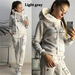 Female Casual Two Piece Pullovers Hoodies and Elastic Waist Jogger Pants