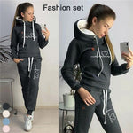 Female Casual Two Piece Pullovers Hoodies and Elastic Waist Jogger Pants