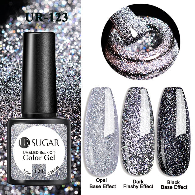 7.5ml Glitter Sequins Soak Off UV Varnish Colorful Nail Gel Polish