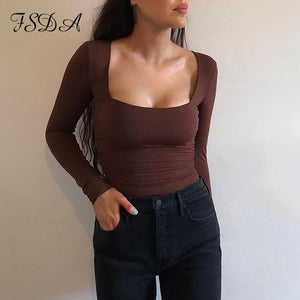 Women Long Sleeve Knitted Skinny Bodysuit