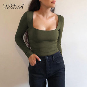 Women Long Sleeve Knitted Skinny Bodysuit