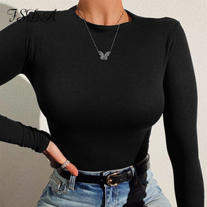 Women Long Sleeve Knitted Skinny Bodysuit