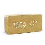 Table Voice Control LED Digital Wooden Alarm Clock