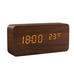 Table Voice Control LED Digital Wooden Alarm Clock