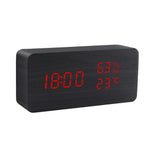 Table Voice Control LED Digital Wooden Alarm Clock