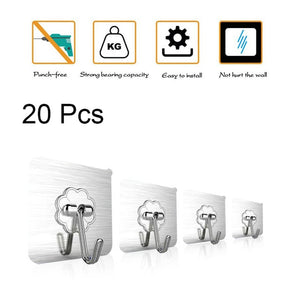 20/10 Pcs Transparent Strong Self Adhesive Door Wall Hangers Hooks