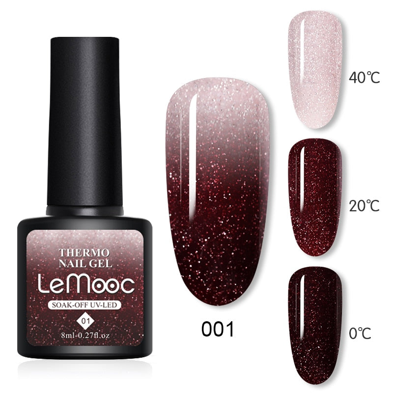 Shiny Sequins Effect Color Change Varnishes Thermal Nail Gel Polish