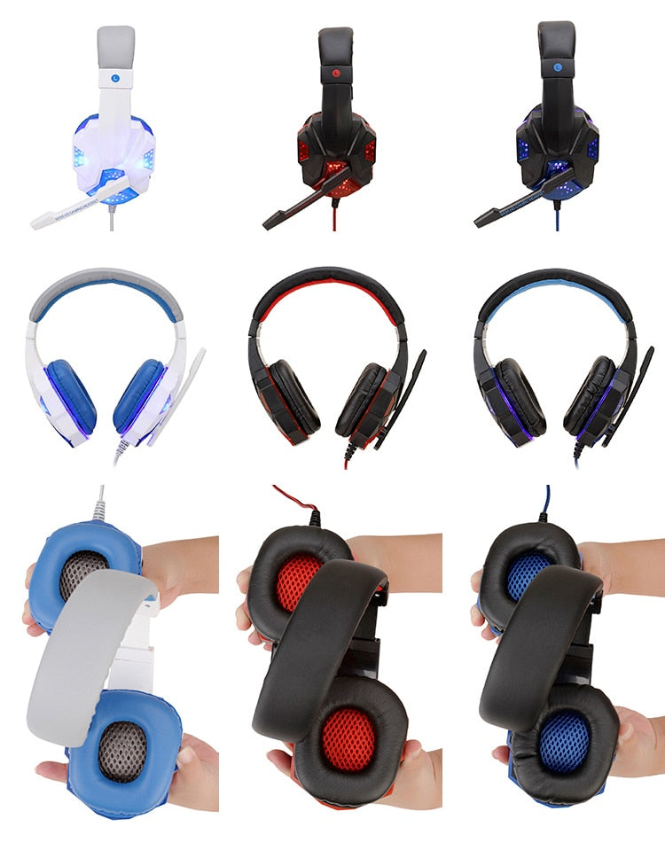 Professional Led Light Gamer Headset Bass Stereo Gaming Headphones With Mic