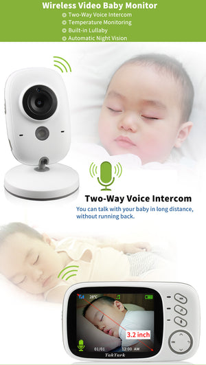 3.2 inch Wireless Video Color Baby Monitor High Resolution Baby Nanny Security Camera